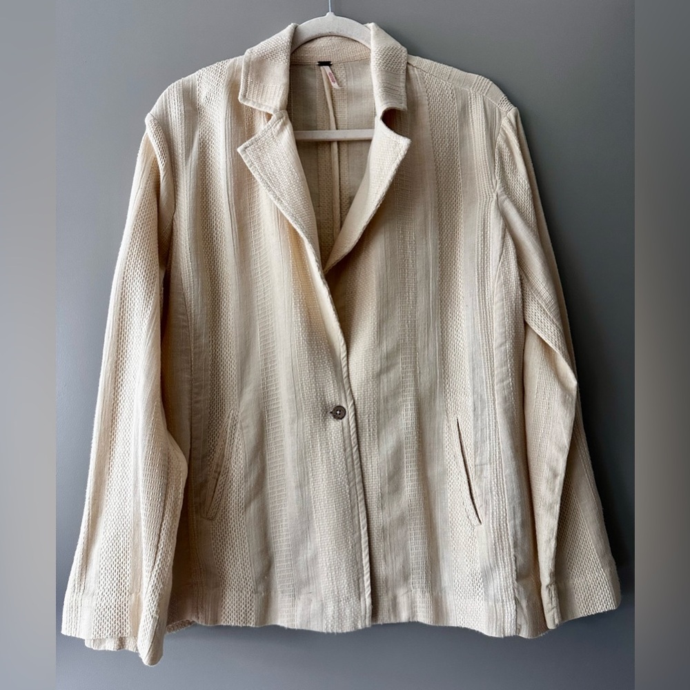 Free People Cream Blazer & Short Set